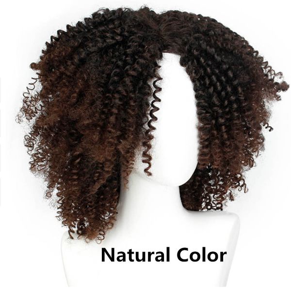 Brown Synthetic Kinky Curly Wigs For Women Ombre Short Blonde Wig