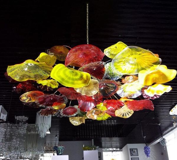 

colorful hand blown glass art ceiling lighting decorative flower chandelier light italian murano glass plates pendant chandelier lamps