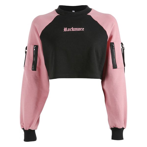 

women clothes women hoodies women patchwork letter print regular cropped streetwear long sleeve sweatshirt black knitted loose pullover