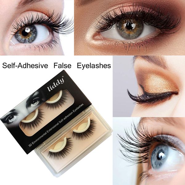 

liddy 3d self adhesive eye lashes false eyelashes extension reusable self-adhesive natural curly eyelashes self adhesive eye lashes makeup