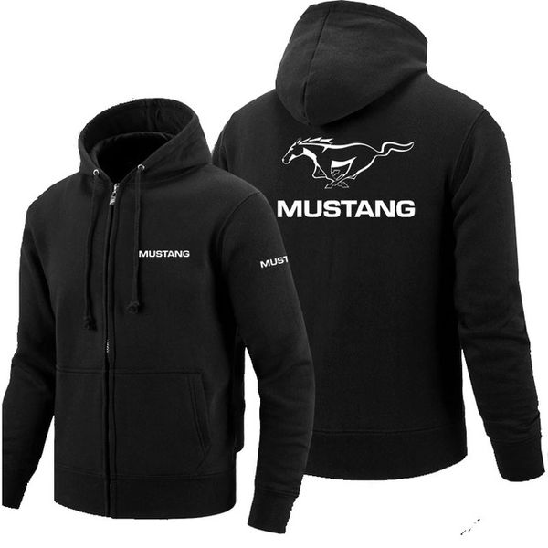 

autumn winter mustang logo zipper sweatshirts printed men fleecel hooded jacket hoodies zipper hoody d