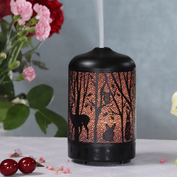

100ml ultrasonic air humidifier forest deer aroma essential oil diffuser hallow metal 7 color led aromatherapy humidificador
