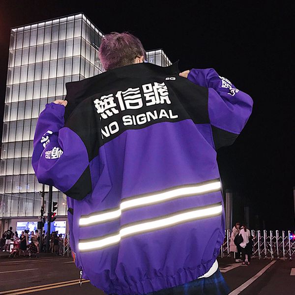 

2019 mens harajuku patchwork hip hop jackets vintage cargo bomber jackets men streetwear reflective windbreaker, Black;brown