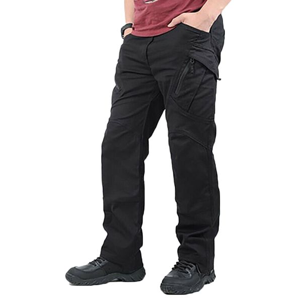 

men work cargo long pants with pockets loose trousers fk88, Black;green