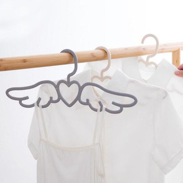 20 Stück neues Design, Fliegenengel, Kunststoff-Kleiderbügel für Hemden, niedliches hübsches weiß-graues liebevolles Herz, Schal, Unterwäsche, Kleiderbügel