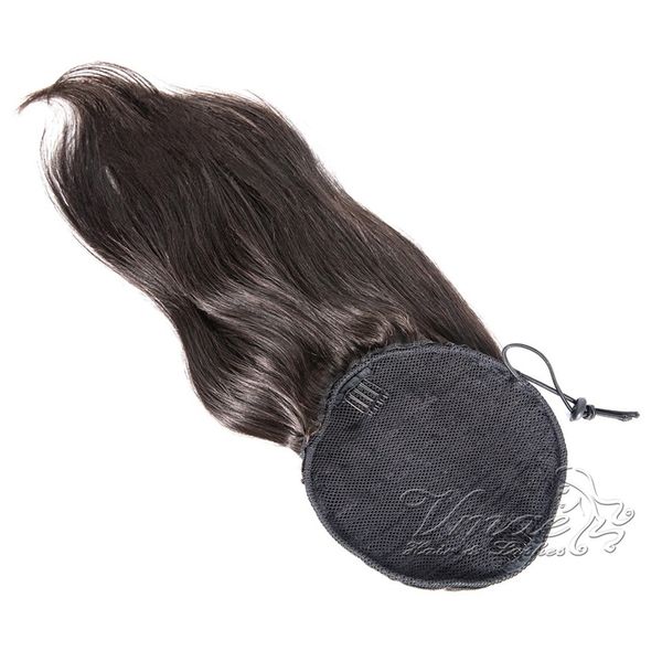 Humano Cabelo Liso Rabo 100g Cabelo natural Non Remy cavalinha clipe buraco apertado Em cordão Ponytails extensão do cabelo