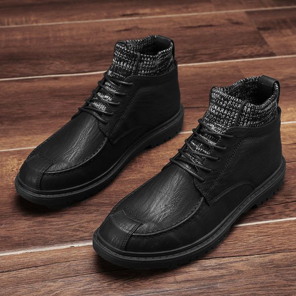 

sapatos masculino fashion mens casual shoes comfy winter boot male moccasins leather shoes men zapatillas hombre sepatu pria vii, Black
