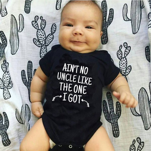 

newborn onesie baby boys girls is not an uncle like the one i have letters print short sleeve cotton body outfits tiny clothes, White