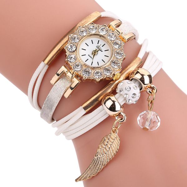 

women fashion casual analog quartz wristwatches gold feather shape bracelet watch relojes mujer kol saati wholesale saat, Slivery;brown