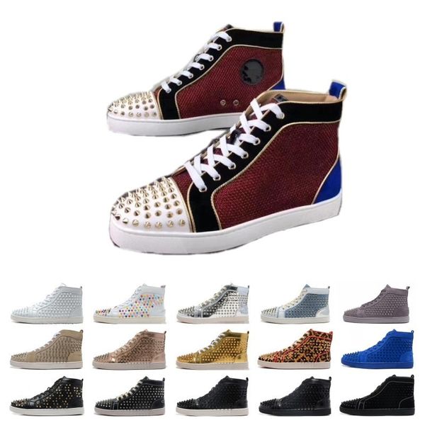 

wholesale designer studded spikes flats shoes mens sandals shoes for men and women party lovers genuine leather sneakers