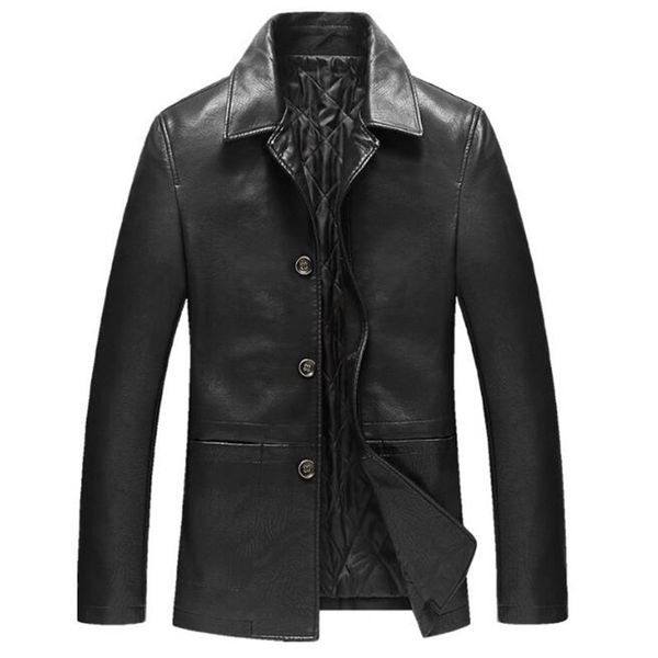 

men's leather & faux jacket men coats 4xl pu outerwear thicken business winter male a3891, Black
