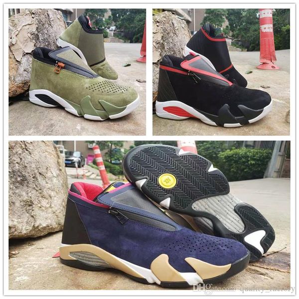 

14 sup reverse ferrary zipper замша olive мужские баскетбольные кроссовки конфета последние 14s шот тренеры университета красный желтый rive, White;red