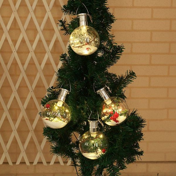 

1pcs colorful transparent christmas ball led lights ornament plastic bauble xmas present christmas party decoration supplies