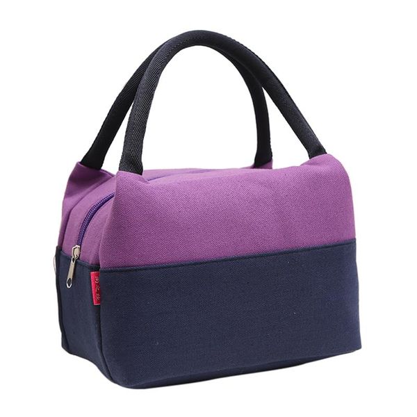 

thermal insulated lunch bag for women female canvas picnic lunch box tote for kid men girls thermal bag lunchbag, Blue;pink