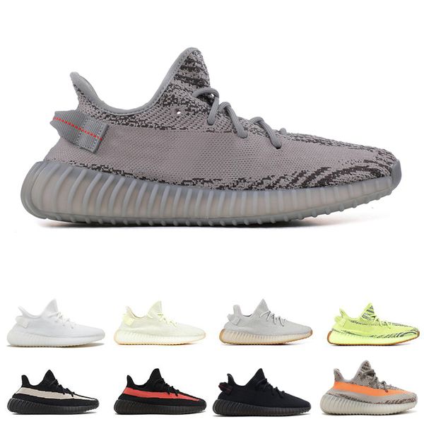 

with box running shoes for men women kanye west clay hyperspace true form static sesame butter beluga sneakers size 36-46