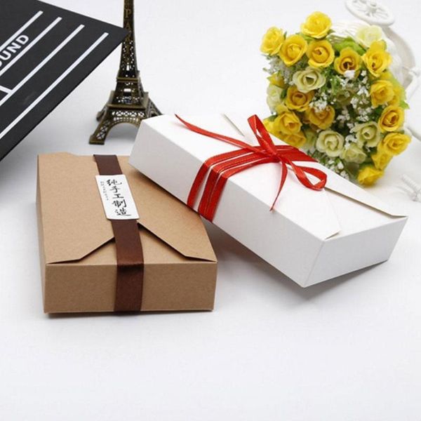 

packing bags 10pc 19.5*12.5*4cm kraft paper/white gift boxes envelope box presentation styled for wedding invitation cards t6k9