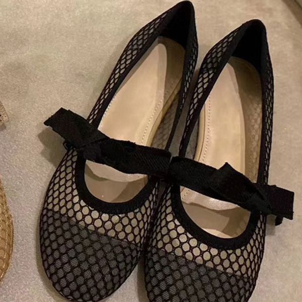 

2020 letter bow knot high heel shoes women runway pointed toe low heel shoes woman gladiaor sandals lady design mesh flat shoes 35-41, Black