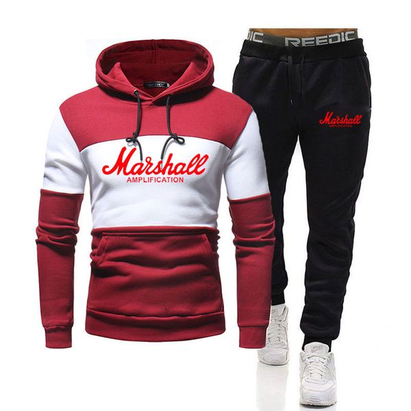 

2020 new brand marshall hoodie sweatshirt men's sportswear + sports pants suit casual harajuku hoodie hip hop men's pullo, Gray