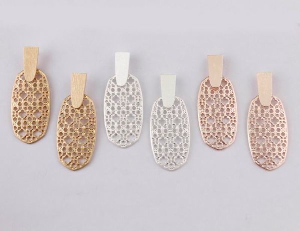 

2019 горячие продажа brass bar золото серебро филигрань овальной формы заявление серьги для женщин яркий избитый геометрическая падения ювел, Silver