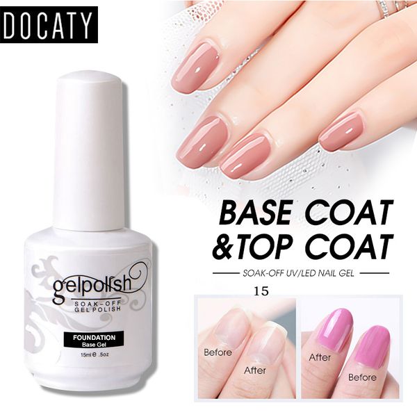 

docaty 15 ml base coat & coat soak off gel nail polish new + oat nail polishes gel polish uv varnishes, Red;pink