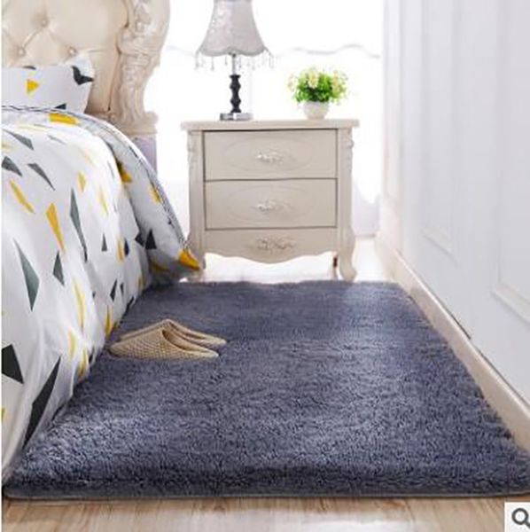

thickened washed silk hair non-slip carpet living room coffee table blanket bedroom bedside mat yoga rugs solid color plush