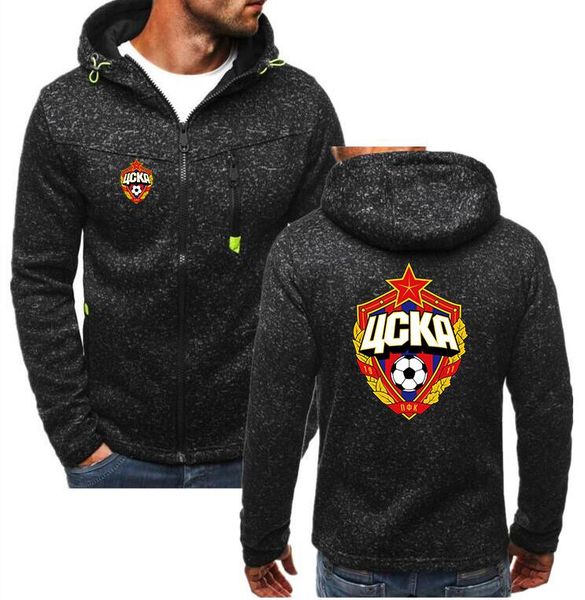 

2018 winter new russian cska moscow club fc hoodies sweatshirts men casual apparel zipper hooded hoody, Black