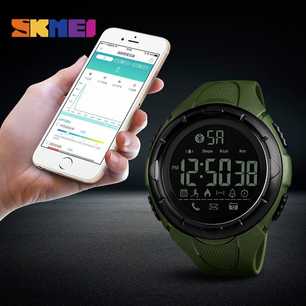 

new skmei fashion men's remote calorie camera digital bracelet bluetooth electronic watch waterproof smart watch men's watch, Slivery;brown