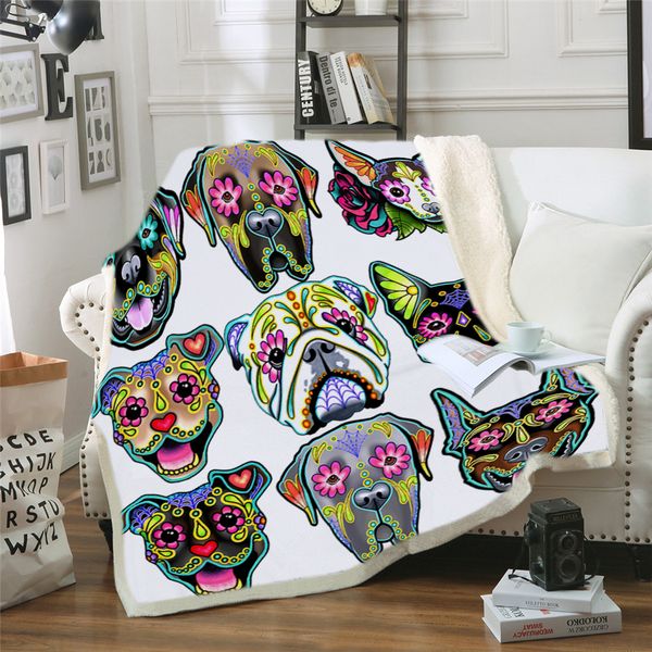 

custom diy print skull dog blanket cartoon printed soft boy girl baby coral blankets thick warm sofa bed