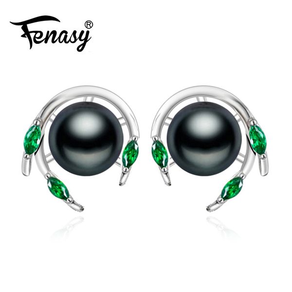 

fenasy emerald wedding jewelry pearl earrings,green gemstone stud earrings,2018 new earrings for women,925 sterling silver, Golden;silver