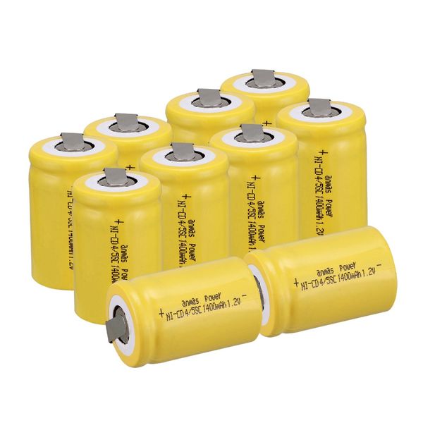 

anmas power 1.2v 1400mah rechargeable battery 1/4/10pcs yellow color ni-cd 4/5 sub c ni-cd cell with welding tabs