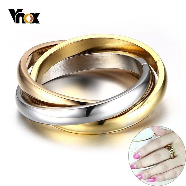 

lateefah vnox classic 3 rounds ring sets for women stainless steel wedding engagement female finger jewelry