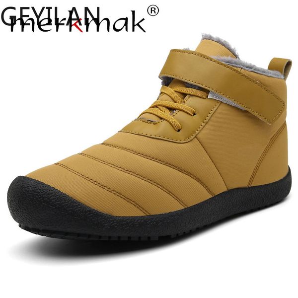 

winter men boots 2019 casual waterproof plus velvet snow boot man warm non-slip outdoor mens boots plus size 36-47 flat, Black