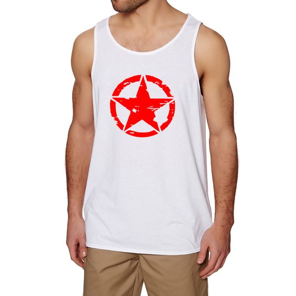

mens army star fitness workout casual tank men, White;black