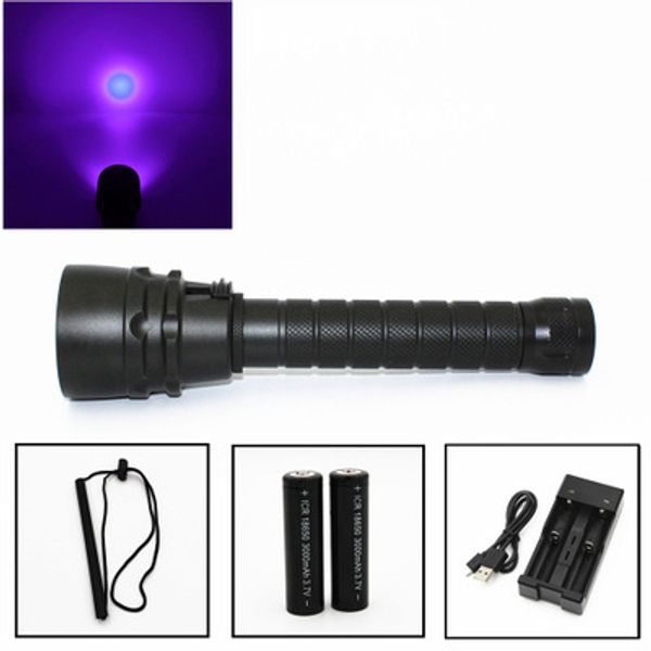 

new uv 5x led diving flashlight waterproof dive torch light 100m underwater flashlight purple light ultraviolet lamp lantern