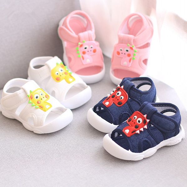 

2020 summer baby girls sandals soft sole infant toddler first walkers baby boys summer shoes, Black;red