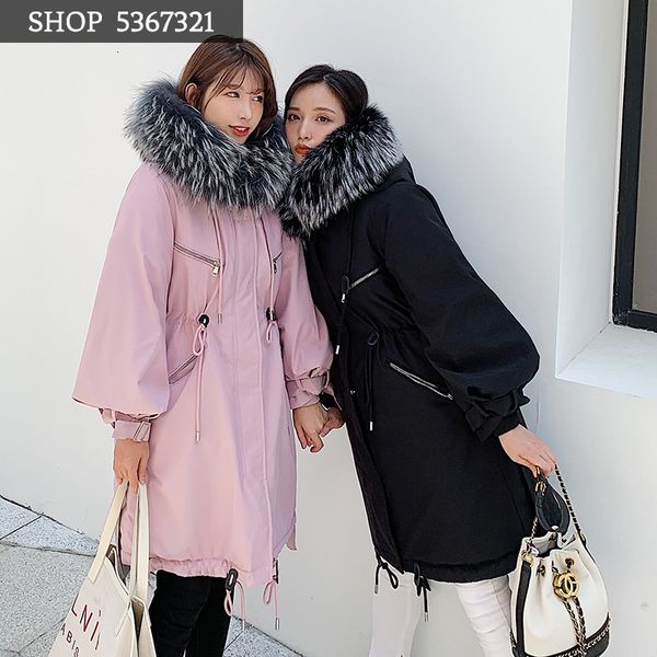 

baby gallbladder cotton-padded jacket long fund lamb down self-cultivation cotton-padded clothes woman thickening loose coat, Black