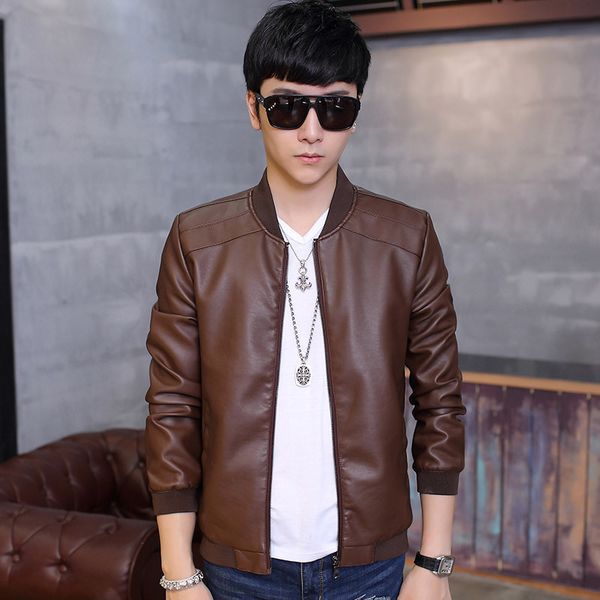 

new winter jacket casual motorcycle leather jacket coat men pu leather jackets jaqueta de couro masculina coats men plus, Black
