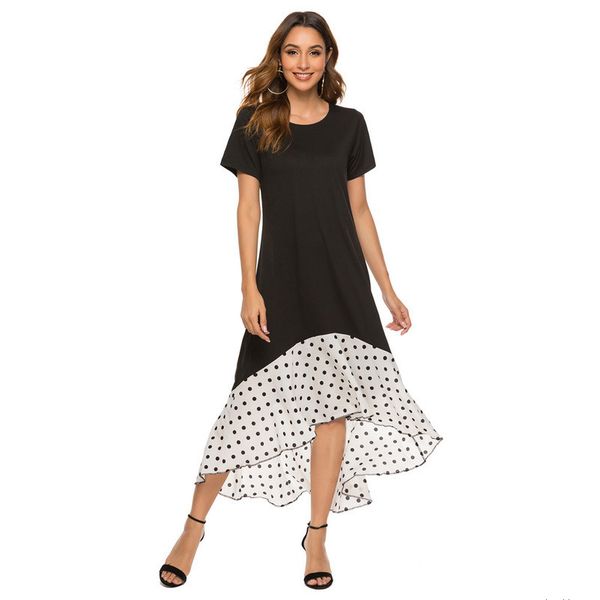 

женщин дизайнер шить горошек повседневная dressh, Black;gray