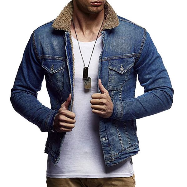 

new men denim jacket autumn winter coats thick men classic cowboy jacket streetwear male slim jean coat retro warm outerwear d20, Black;red