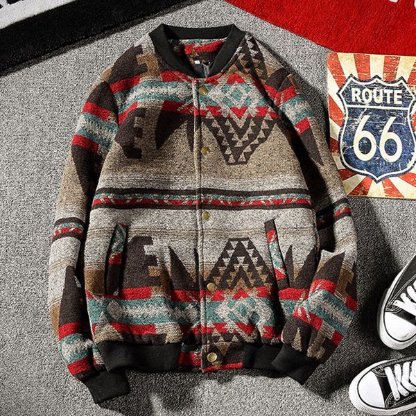 

jacket embroidery coat autumn japanese streetwear style for men in winter zipper coat national woolen outwear large, Black;brown