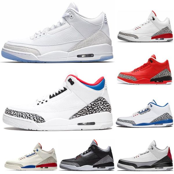 

with box high quantity 3 wolf grey basketball shoes air fire red black white cement infrared sport true blue men j3 retro sneakers trainers