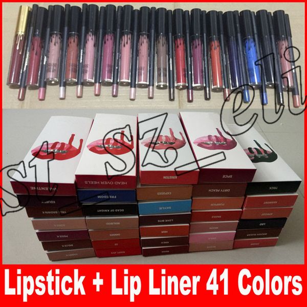 

new lip makeup liquid lipstick & lip liner kit twenty lipkit 1pc lip gloss+ lipliner lipkit set 41 colors in stock