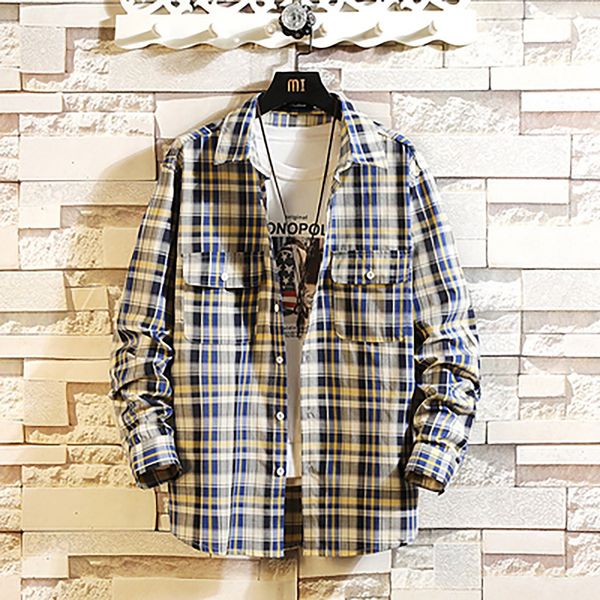 

men plaid shirt winter men shirt men's autumn new casual fashion plaid loose lapel long sleeve camisa masculina, White;black