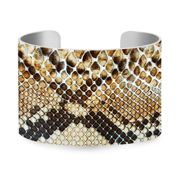 

fashion uv printing snakeskin pattern cuff bracelet 5cm aluminum meterial bangle wristband jewelry present for women u-104, Black
