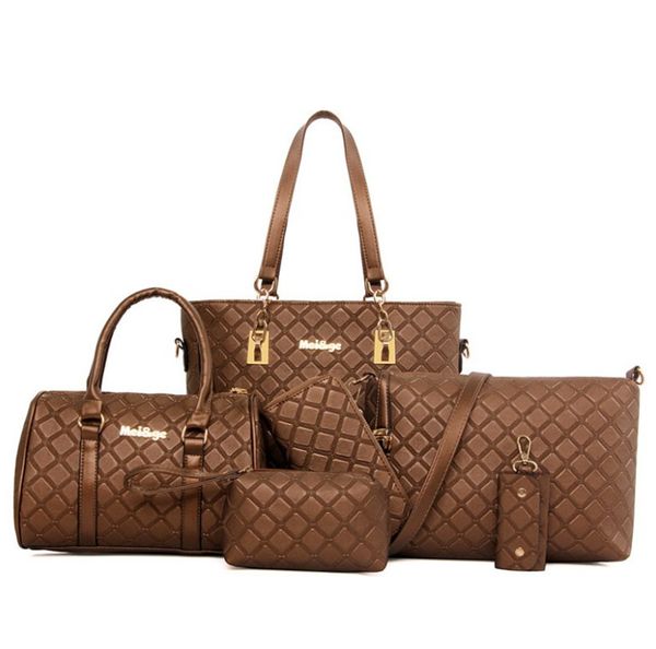 

5colors new women pure color turbot grid master bag six piece fashion shoulder cross body bag ph-cfy20062050