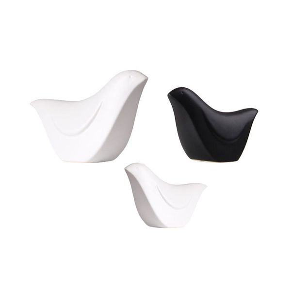 

black and white ceramic bird figurine collection home interior ornaments abstract art animal statues decoration crafts