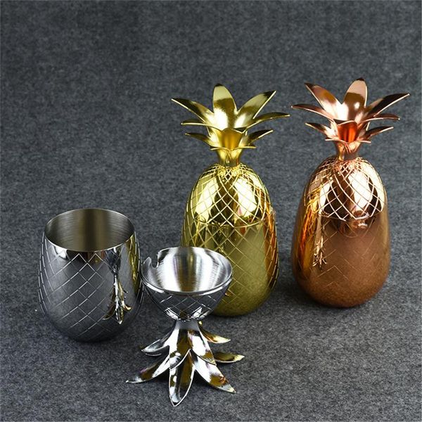 

pineapple cocktail cup moscow mule mugs 304 stainless steel pineapple mug metal copper cups bar drinking tool