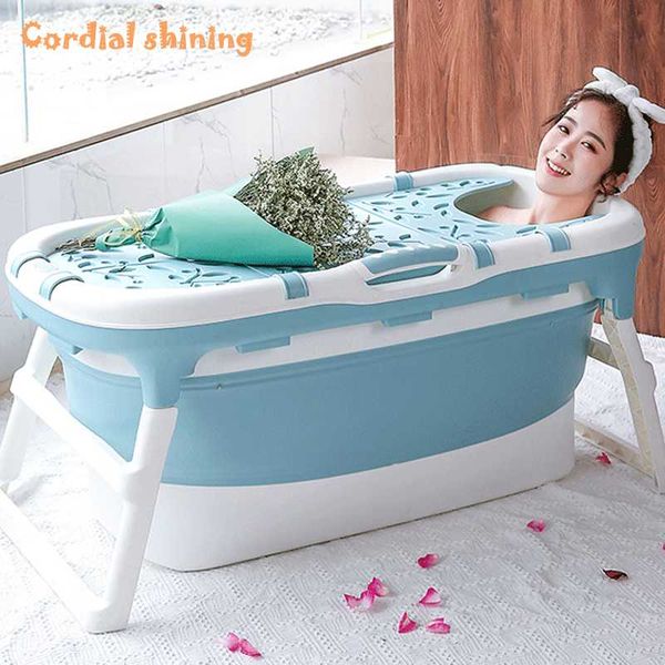 

1.13m household foldable bathtub plastic thicken portable whole body bathing home barrel