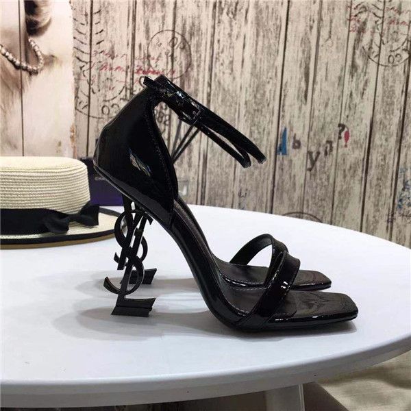 

7 fashion designero622 women's shoes high heels letter heel real leather high heels shoes sandals slipper party banquet wedding s, Black