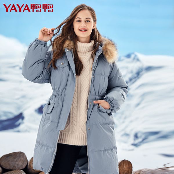 

yaya women clothing winter duck down coat hooded outwear european style, Black